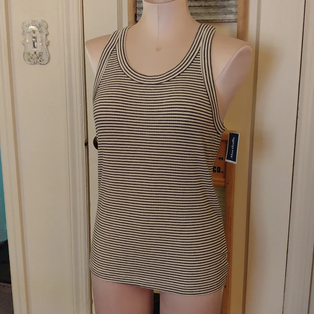 American Eagle Ribbed Tank Top Striped Soft and Sexy Shirt - Picture 6 of 6